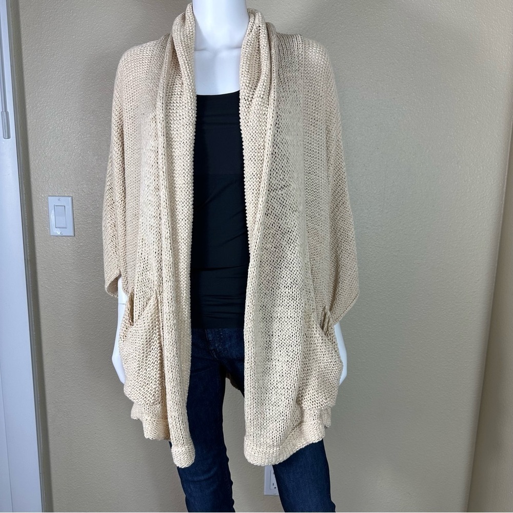 Aritzia Cream Open-Front Knit Cardigan